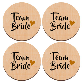 Team Bride, ΣΕΤ x4 Σουβέρ ξύλινα στρογγυλά plywood (9cm)