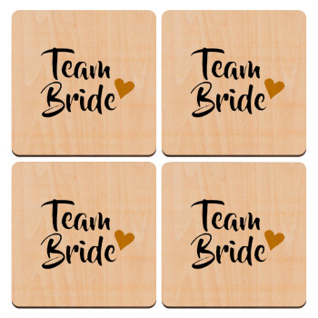 Team Bride, ΣΕΤ x4 Σουβέρ ξύλινα τετράγωνα plywood (9cm)