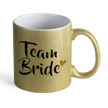 Team Bride, Κούπα Χρυσή Glitter που γυαλίζει, κεραμική, 330ml