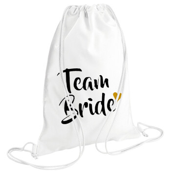 Team Bride, Τσάντα πλάτης πουγκί GYMBAG λευκή (28x40cm)
