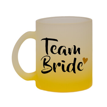Team Bride, Κούπα γυάλινη δίχρωμη με βάση το κίτρινο ματ, 330ml