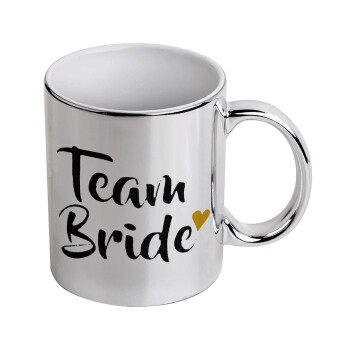 Team Bride, Mug ceramic, silver mirror, 330ml