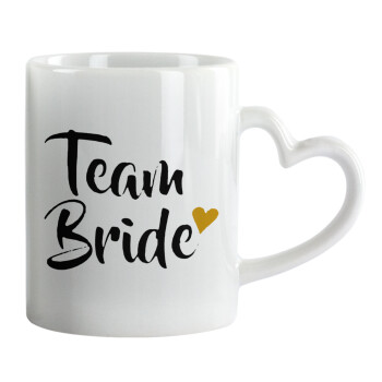 Team Bride, Mug heart handle, ceramic, 330ml