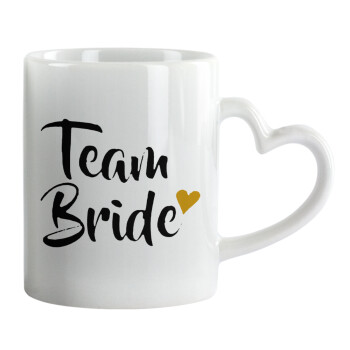 Team Bride, Κούπα καρδιά χερούλι λευκή, κεραμική, 330ml