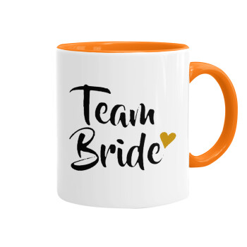 Team Bride, Mug colored orange, ceramic, 330ml