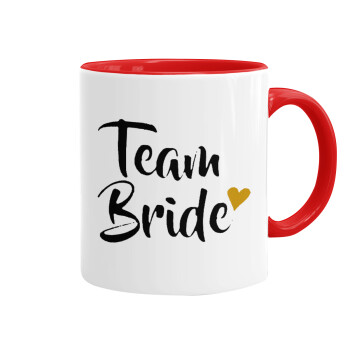 Team Bride, Κούπα χρωματιστή κόκκινη, κεραμική, 330ml