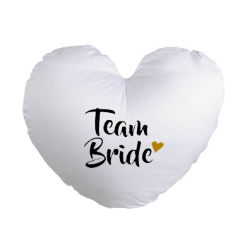 Team Bride, Μαξιλάρι καναπέ καρδιά 40x40cm περιέχεται το  γέμισμα