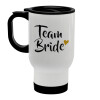 Team Bride, Stainless steel travel mug with lid, double wall (warm) white 450ml