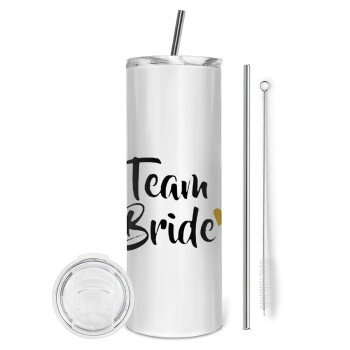 Team Bride, Eco friendly stainless steel tumbler 600ml, with metal straw & cleaning brush