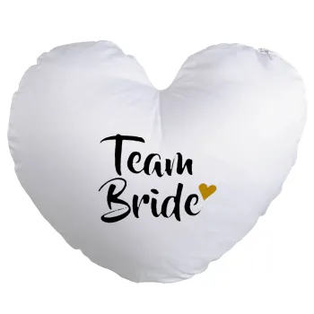 Team Bride, Μαξιλάρι καναπέ καρδιά 40x40cm περιέχεται το  γέμισμα