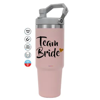Team Bride, Pink color, 890ml (30oz) stainless Steel Tumbler with Handle