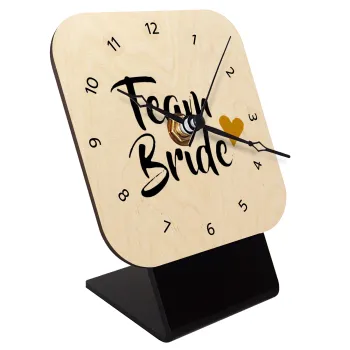 Team Bride, Quartz Table clock in natural wood (10cm)