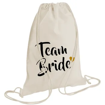 Team Bride, Backpack bag GYMBAG natural (28x40cm)