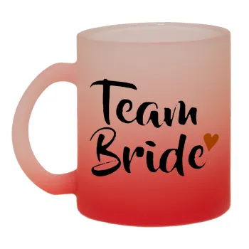 Team Bride, Κούπα γυάλινη δίχρωμη με βάση το κόκκινο ματ, 330ml