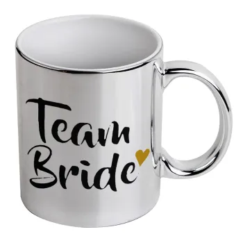 Team Bride, Mug ceramic, silver mirror, 330ml