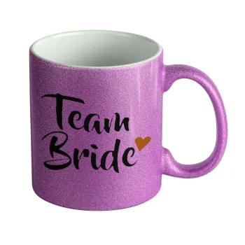 Team Bride, Κούπα Μωβ Glitter που γυαλίζει, κεραμική, 330ml