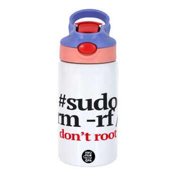 Sudo RM, Children's hot water bottle, stainless steel, with safety straw, pink/purple (350ml)