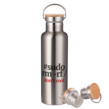 Sudo RM, Stainless steel Silver with wooden lid (bamboo), double wall, 750ml