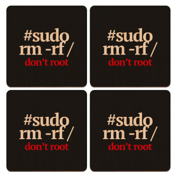 Sudo RM, ΣΕΤ x4 Σουβέρ ξύλινα τετράγωνα plywood (9cm)