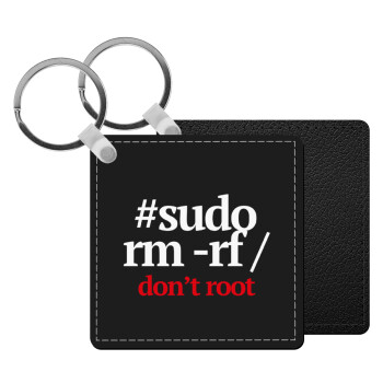 Sudo RM, Μπρελόκ Δερματίνη, τετράγωνο ΜΑΥΡΟ (5x5cm)