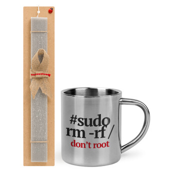 Sudo RM, Πασχαλινό Σετ, μεταλλική κούπα θερμό (300ml) & πασχαλινή λαμπάδα αρωματική πλακέ (30cm) (ΓΚΡΙ)