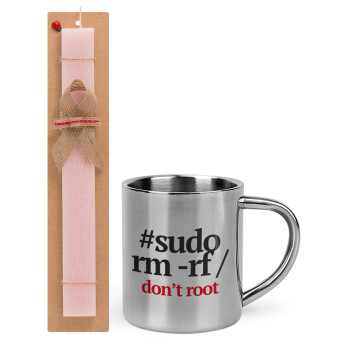 Sudo RM, Πασχαλινό Σετ, μεταλλική κούπα θερμό (300ml) & πασχαλινή λαμπάδα αρωματική πλακέ (30cm) (ΡΟΖ)