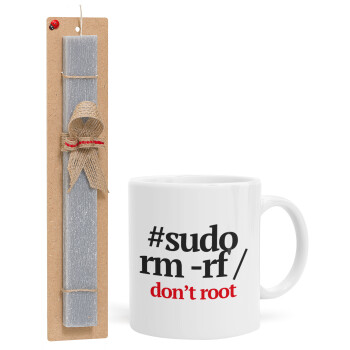 Sudo RM, Πασχαλινό Σετ, Κούπα κεραμική (330ml) & πασχαλινή λαμπάδα αρωματική πλακέ (30cm) (ΓΚΡΙ)