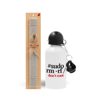 Sudo RM, Easter Set, metallic aluminum water bottle (500ml) & aromatic flat Easter candle (30cm) (GRAY)