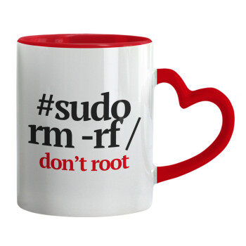Sudo RM, Κούπα καρδιά χερούλι κόκκινη, κεραμική, 330ml