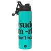 Metallic water bottle with safety lid, 850ml aluminum