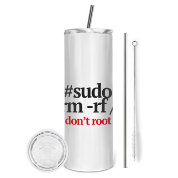 Sudo RM, Eco friendly ποτήρι θερμό (tumbler) από ανοξείδωτο ατσάλι 600ml, με μεταλλικό καλαμάκι & βούρτσα καθαρισμού
