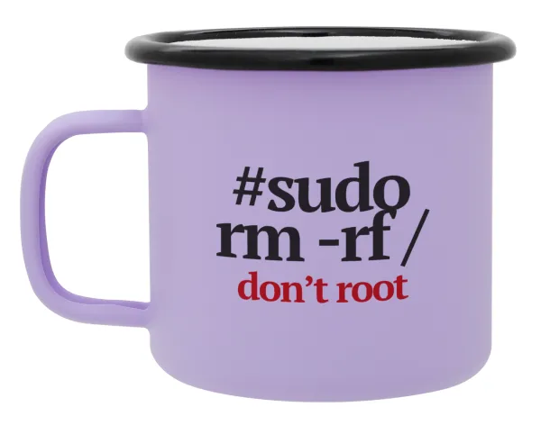 Sudo RM — Metal enamel mug, matte light pastel purple, 360ml