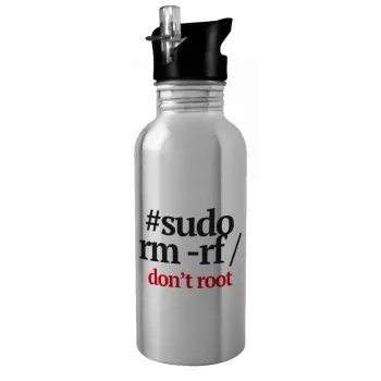 Sudo RM, Water bottle Silver with straw, stainless steel 600ml