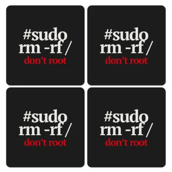 Sudo RM, ΣΕΤ 4 Σουβέρ ξύλινα τετράγωνα (9cm)