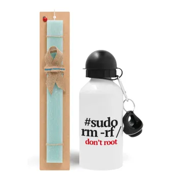 Sudo RM, Easter Set, metallic aluminum water bottle (500ml) & scented flat candle (30cm) (TURQUOISE)