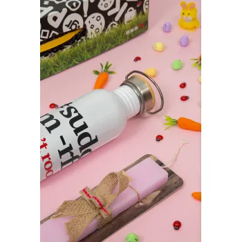 Sudo RM, Πασχαλινή Λαμπάδα με παγούρι μεταλλικό (620ml, stainless steel) & κερί αρωματικό πλακέ (30cm) (ΡΟΖ)