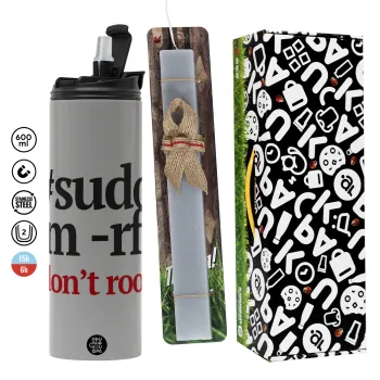 Sudo RM, Πασχαλινή Λαμπάδα με Travel Tumbler θερμό (600ml, BPA free) & κερί αρωματικό πλακέ (30cm) (ΓΚΡΙ)