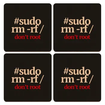 Sudo RM, ΣΕΤ x4 Σουβέρ ξύλινα τετράγωνα plywood (9cm)
