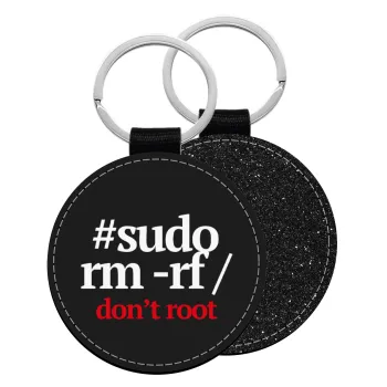 Sudo RM, Μπρελόκ Δερματίνη, στρογγυλό ΜΑΥΡΟ (5cm)