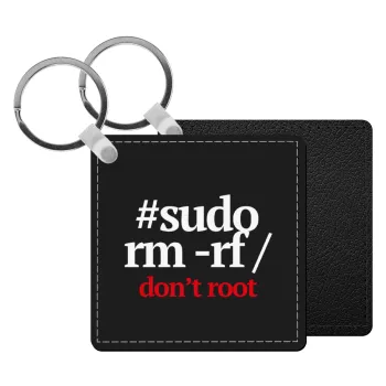 Sudo RM, Μπρελόκ Δερματίνη, τετράγωνο ΜΑΥΡΟ (5x5cm)