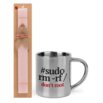 Sudo RM, Easter Set, metallic thermal cup (300ml) & aromatic flat Easter candle (30cm) (PINK)