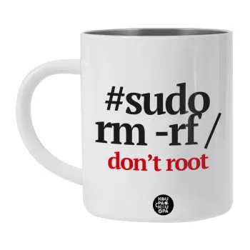 Sudo RM, Λευκή Ανοξείδωτη Μεταλλική Κούπα 450ml - Διπλού Τοιχώματος 