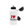 I Love ΝΟΝΑ, Metal water bottle, White, aluminum 500ml