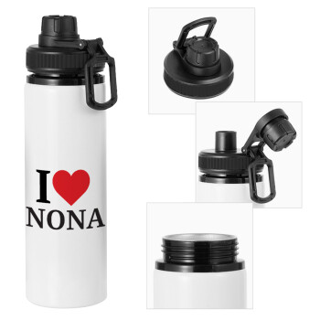 I Love ΝΟΝΑ, Metal water bottle with safety cap, aluminum 850ml