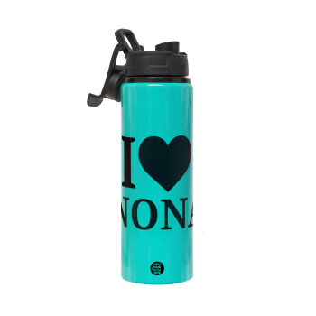 I Love ΝΟΝΑ, Metallic water bottle with safety lid, 850ml aluminum