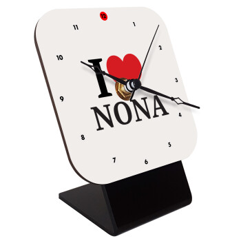 I Love ΝΟΝΑ, Quartz Wooden table clock with hands (10cm)