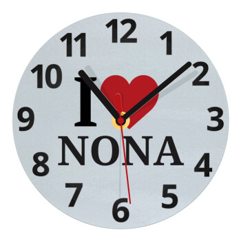I Love ΝΟΝΑ, Ρολόι τοίχου γυάλινο (20cm)