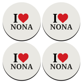 I Love ΝΟΝΑ, ΣΕΤ 4 Σουβέρ ξύλινα στρογγυλά (9cm)
