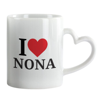 I Love ΝΟΝΑ, Mug heart handle, ceramic, 330ml
