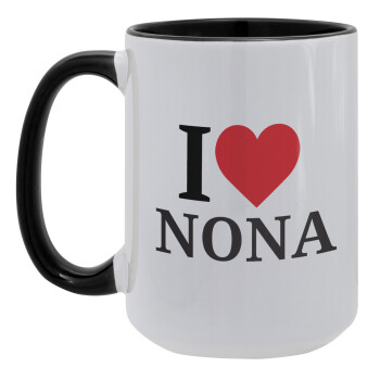 I Love ΝΟΝΑ, Κούπα Mega 15oz, κεραμική Μαύρη, 450ml